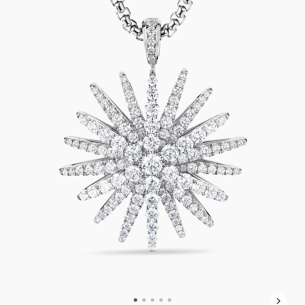David yurman white gold and diamond large starburst pendant